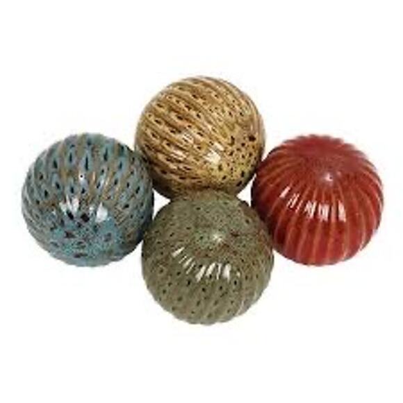 Set 4 GUC Ceramic Glass Decor Accent Balls Boho Style From Wayfair Decoration - Picture 1 of 7